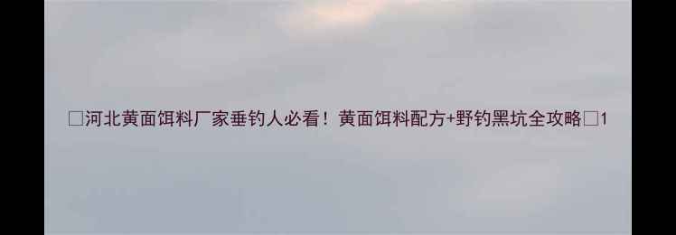 图片 ✨河北黄面饵料厂家垂钓人必看！黄面饵料配方+野钓黑坑全攻略💎1