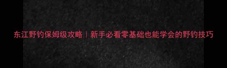 图片 东江野钓保姆级攻略｜新手必看零基础也能学会的野钓技巧