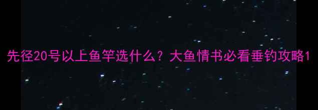 图片 先径20号以上鱼竿选什么？大鱼情书必看垂钓攻略1