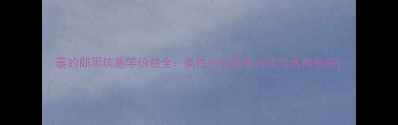 图片 喜钓郎黑坑鱼竿价格全：高性价比型号对比与选购指南2