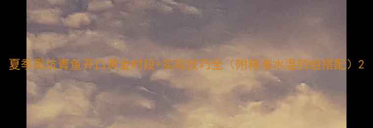 图片 夏季黑坑青鱼开口黄金时段+实战技巧全（附精准水温钓组搭配）2