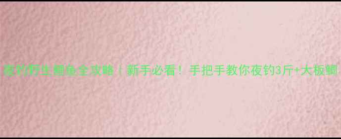 图片 夜钓野生鲤鱼全攻略｜新手必看！手把手教你夜钓3斤+大板鲫