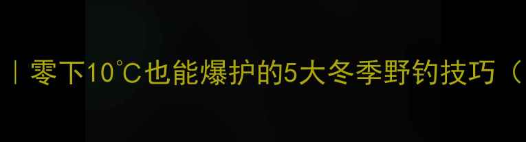 图片 天气骤冷野钓攻略｜零下10℃也能爆护的5大冬季野钓技巧（附保暖装备清单）