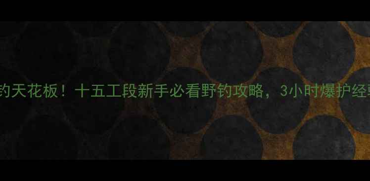 图片 萧山野钓天花板！十五工段新手必看野钓攻略，3小时爆护经验分享1
