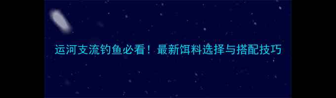 图片 运河支流钓鱼必看！最新饵料选择与搭配技巧