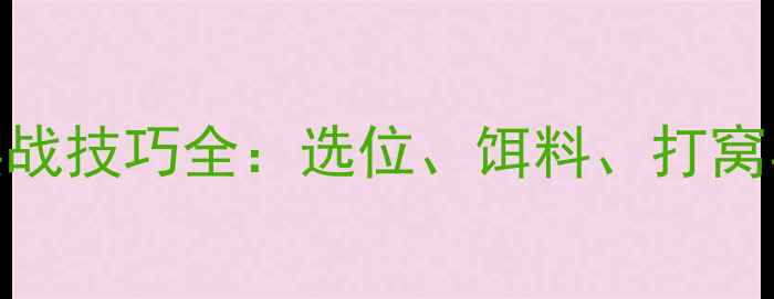 图片 野钓淤泥实战技巧全：选位、饵料、打窝与安全指南