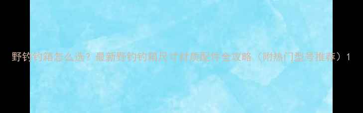 图片 野钓钓箱怎么选？最新野钓钓箱尺寸材质配件全攻略（附热门型号推荐）1