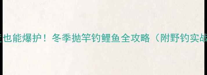 图片 零下10度也能爆护！冬季抛竿钓鲤鱼全攻略（附野钓实战技巧）2