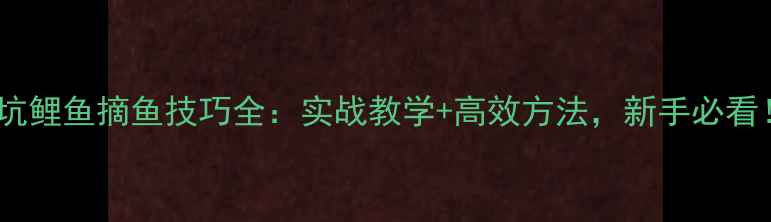 图片 黑坑鲤鱼摘鱼技巧全：实战教学+高效方法，新手必看！2