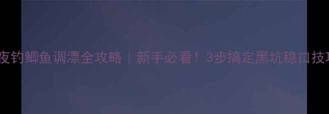 图片 🌙夜钓鲫鱼调漂全攻略｜新手必看！3步搞定黑坑稳口技巧2