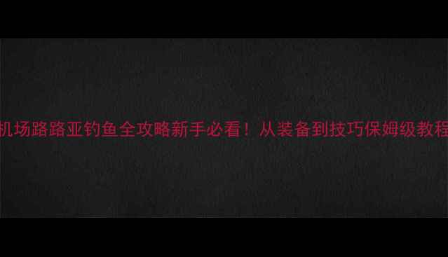图片 🌟机场路路亚钓鱼全攻略新手必看！从装备到技巧保姆级教程🎣