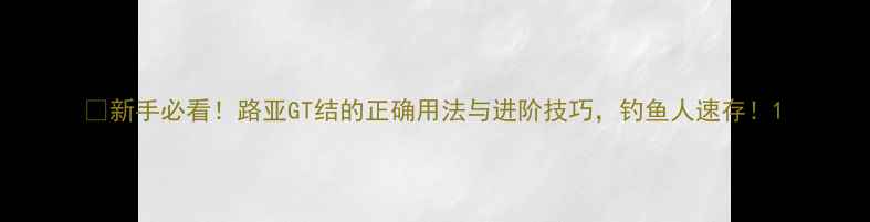 图片 🎣新手必看！路亚GT结的正确用法与进阶技巧，钓鱼人速存！1