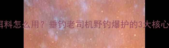 图片 🔥散炮饵料怎么用？垂钓老司机野钓爆护的3大核心技巧🎣2