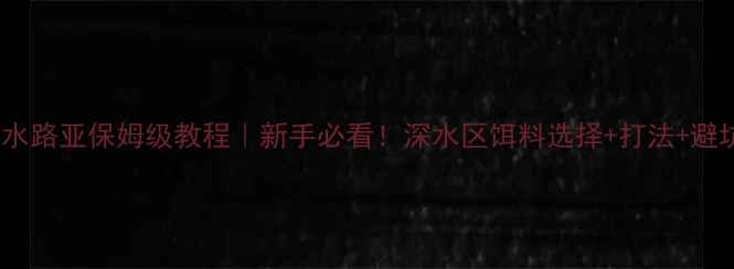 图片 🔥水库深水路亚保姆级教程｜新手必看！深水区饵料选择+打法+避坑指南🔥1